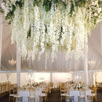 24 Pack White Flower Vines, White Wisteria Hanging Flowers, Fake White Wisteria, 3.77 Feet White Artificial Wisteria Flowers, Wh