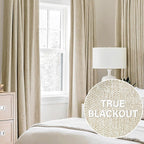 Total Blackout Natural Linen Bedroom Curtains Panels Casual Farmhouse Burlap Texture 100 Room Darkening Window Treatment Set Ene