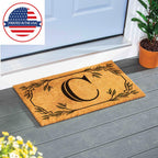 Evergreen Monogram Coir Doormat | Letter C | Front Door Mat For Outdoor Indoor Entrance | 28X16 Inches | Non-Slip Backing Doorwa