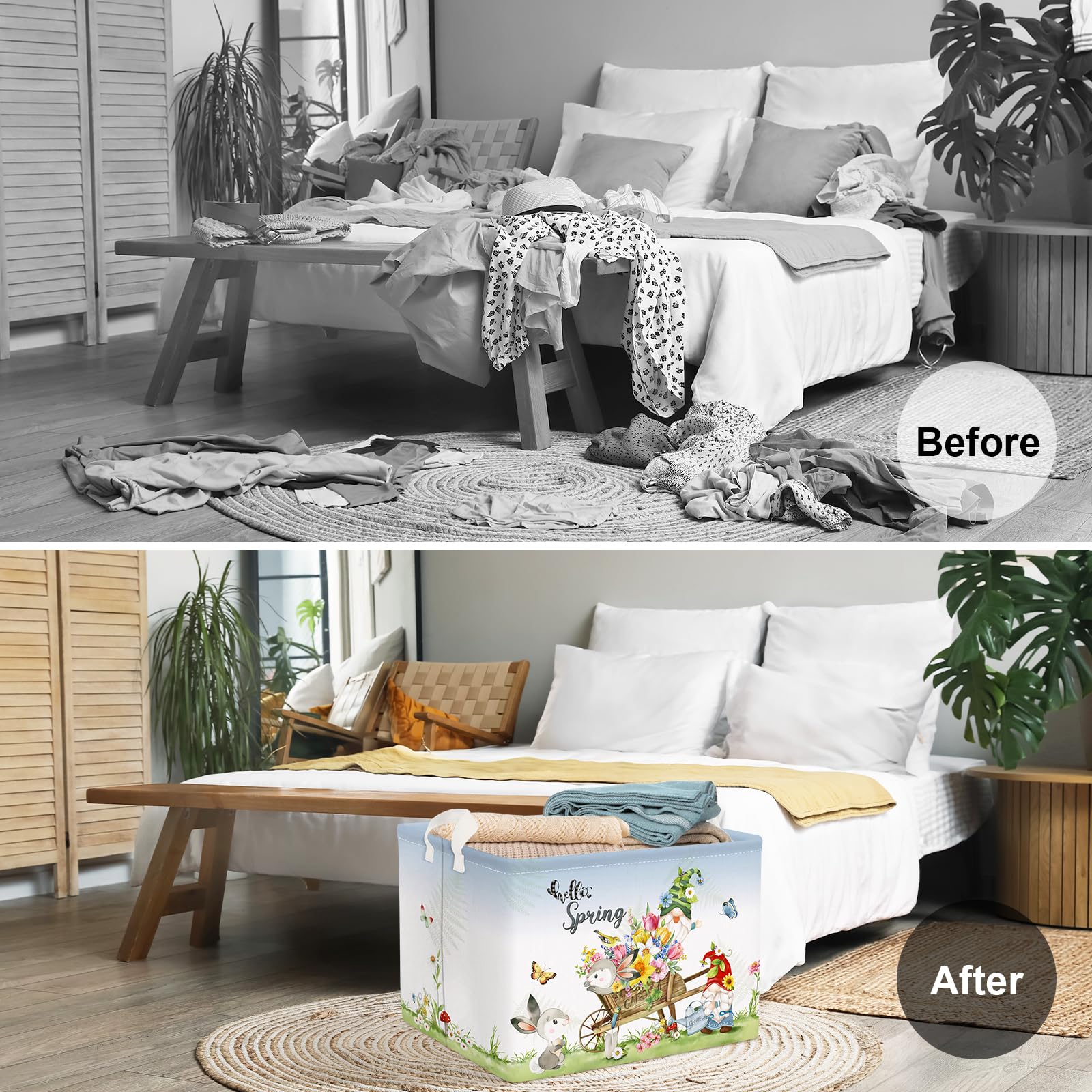 Clastyle Rectangle Butterfly Bird Flower 4Th July Gift Basket Daisy Sunflower Violet Tulip Shelf Basket Garden Truck Gnome Bunny