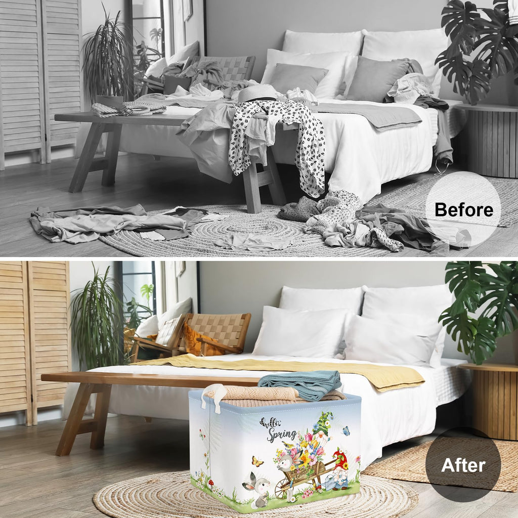 Clastyle Rectangle Butterfly Bird Flower 4Th July Gift Basket Daisy Sunflower Violet Tulip Shelf Basket Garden Truck Gnome Bunny