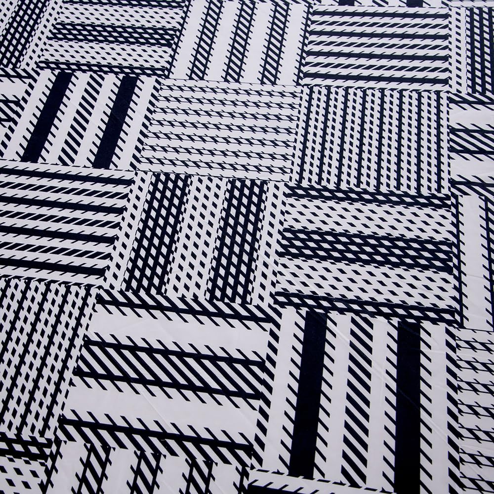 Naturety Bedding Fitted Sheet With Deep Pocket,Modern Design Black Plaid Printed Thicken Fabric Bed Sheets (Black Checkered, Twin)