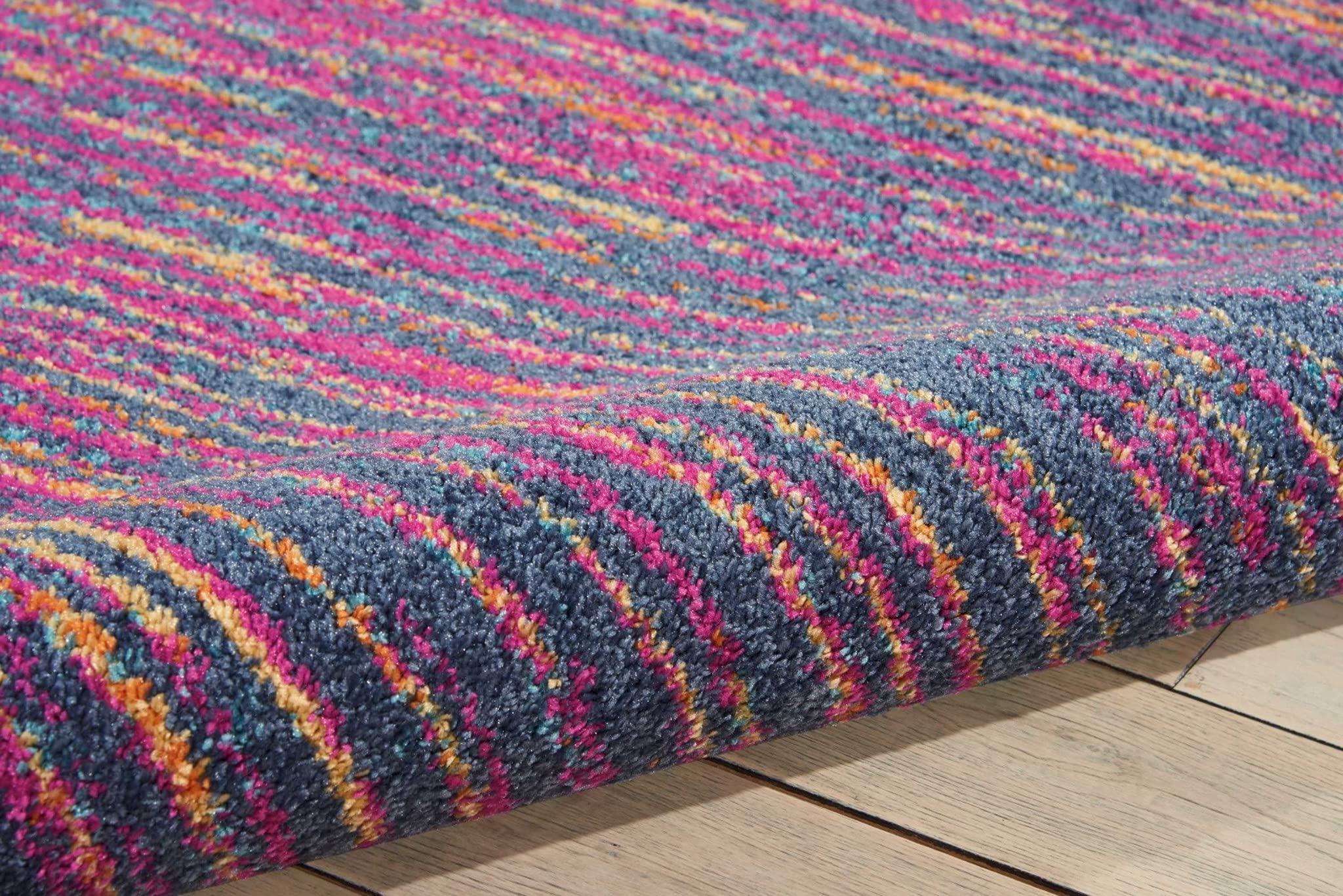 HomeRoots Multicolor 100% Polypropylene 7’ x 10’ Rainbow Abstract Striations Area Rug