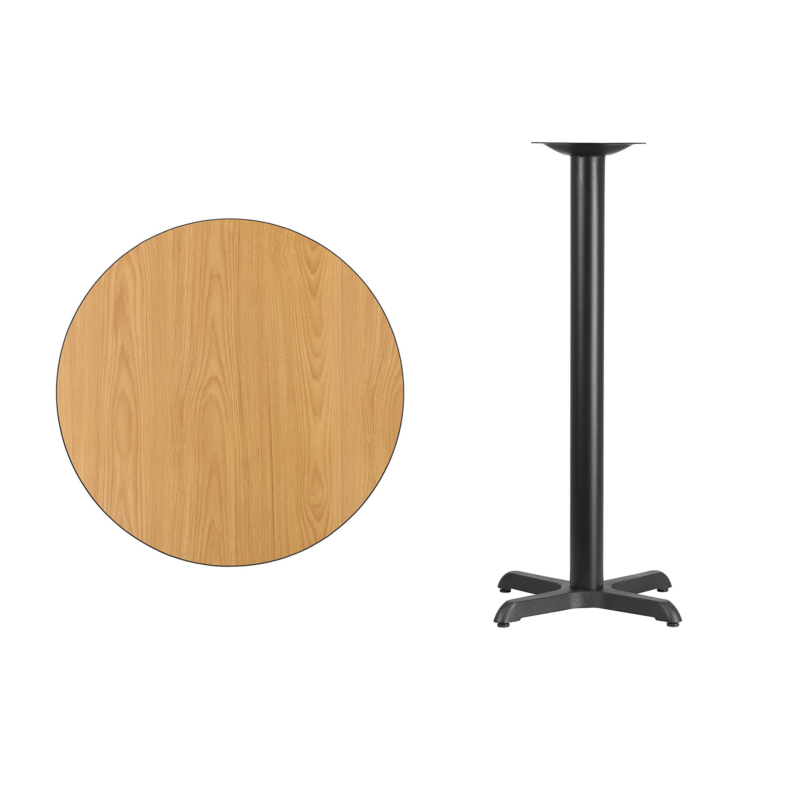 Flash Furniture 30'' Round Natural Laminate Table Top With 22'' X 22'' Bar Height Table Base