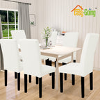 Easy-Going 100% Waterproof Dining Room Chair Cover Set Of 6, Stretch Jacquard Parson Chair Slipcover Removable Washable Chair Protector For Home, Restaurant, Banquet (Xlarge, Cream)