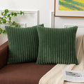 Kevin Textile Pack Of 2 Spring Corduroy Soft Soild Decorative Square Throw Pillow Covers Set Cushion Cases Pillowcases For Sofa Bedroom Car 22 X 22 Inch 55 X 55 Cm Moss Green