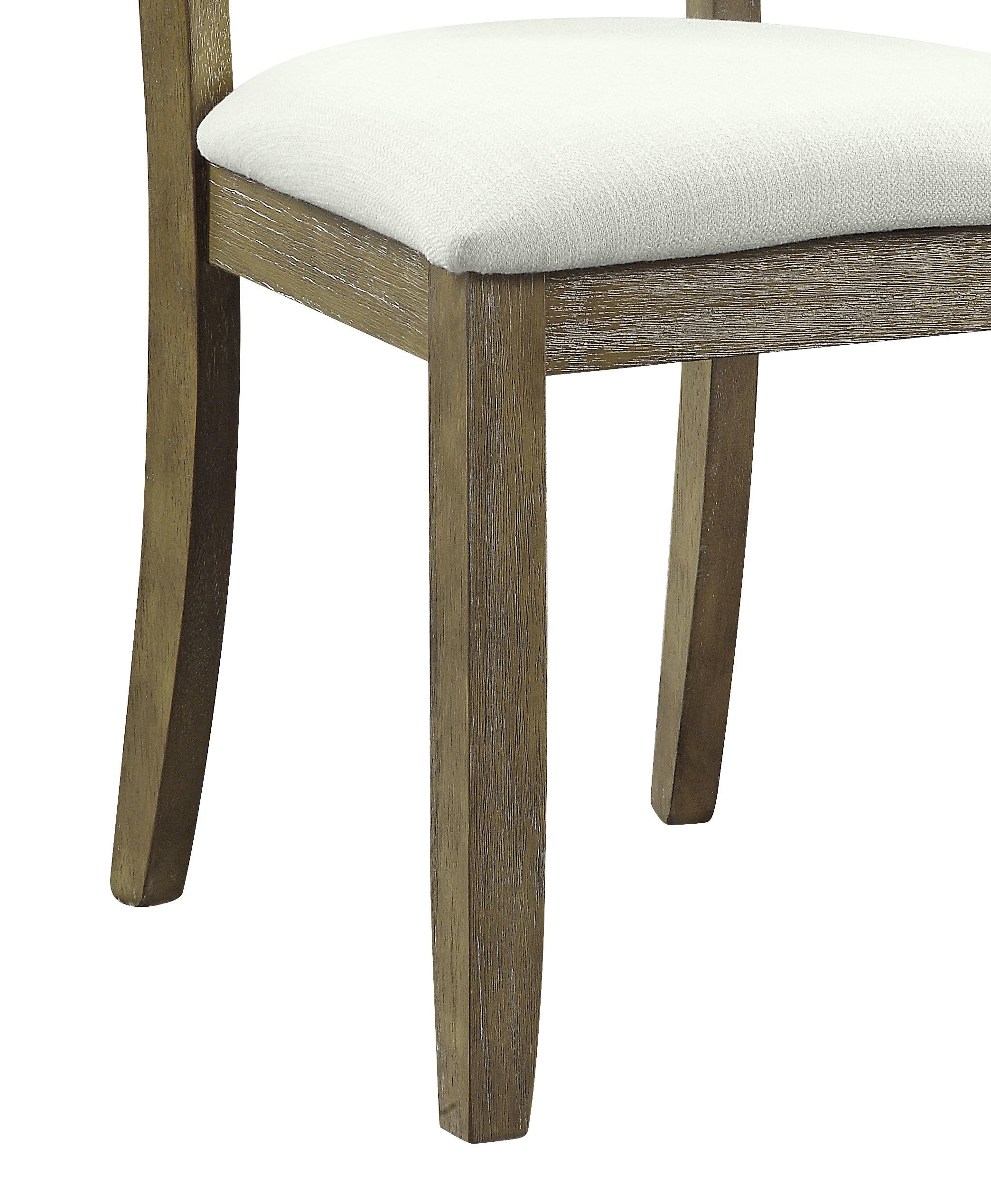 Acme Karsen Wooden Upholstered Side Chair in Beige Linen and Rustic Oak