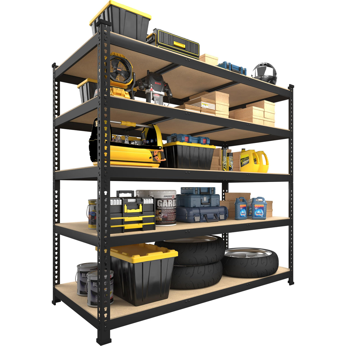 Primezone Heavy Duty Storage Shelves - 47' W X 18' D X 71' H 5 Tier Adjustable Garage Storage Shelving, Metal Storage Utility Rack Shelf Unit For Warehouse Pantry Closet Kitchen, Black