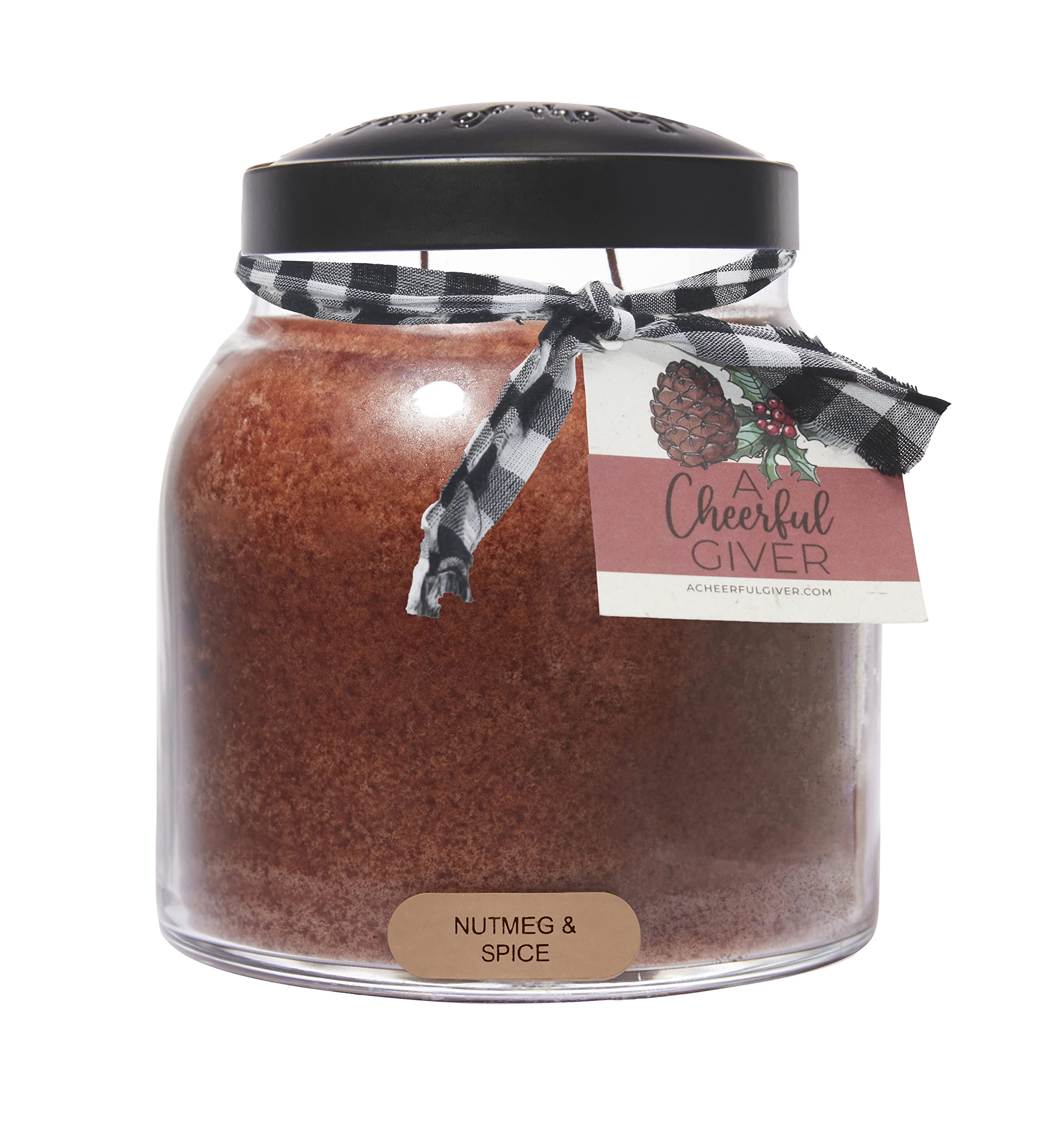 A Cheerful Giver - Nutmeg & Spice - 34oz Papa Scented Candle Jar with Lid - Keepers of The Light - 155 Hours of Burn Time, Gift 