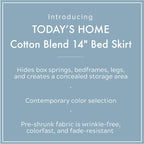 Today? Home Classic Tailored Bed Skirt Dust Ruffle, Cotton Blend Design, 14' Drop Length, Queen, White