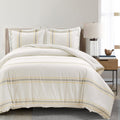 Lush Decor Farmhouse Stripe Reversible Cotton Duvet Cover Set, 3 Piece Set, King, Yellow & Black - Cozy Farmhouse Bedding Set -