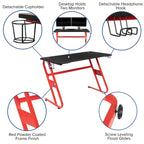 Flash Furniture Red Gaming Desk And Black Racing Chair Set With Cup Holder And Headphone Hook