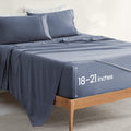 Sleep Zone Extra Deep Pocket Twin Sheets Set For Kids 3 Piece - Super Soft Brushed Microfiber Bedding Sheets Set Fits Deep Mattress Upto 21 Inches (Flint Blue, Twin)