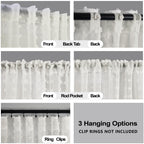 Cream Boho Sheer Curtains Drapes For Living Room 90 Inch Length 2 Panels Set Country Shabby Chic Rod Pocket Semi Sheer Window Treatments Farmhouse Curtains For Bedroom 90 Inches Long,Off White Ivory