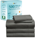 California Design Den Grey Sheet Set Split-King - 500 Thread Count 100% Pure Cotton, Sateen Weave, Breathable Sheet Set, Luxury