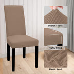Easy-Going 100% Waterproof Dining Room Chair Cover Set Of 2, Stretch Jacquard Parson Chair Slipcover Removable Washable Chair Protector For Home, Restaurant, Banquet (Large, Camel)