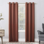 Sun Zero Easton Energy Saving Blackout Grommet Curtain Panel, 40' X 95', Terracotta Orange