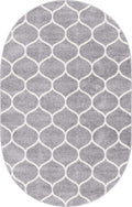 Unique Loom Trellis Frieze Collection Area Rug - Rounded (5' x 8' Oval, Light Gray/ Ivory)