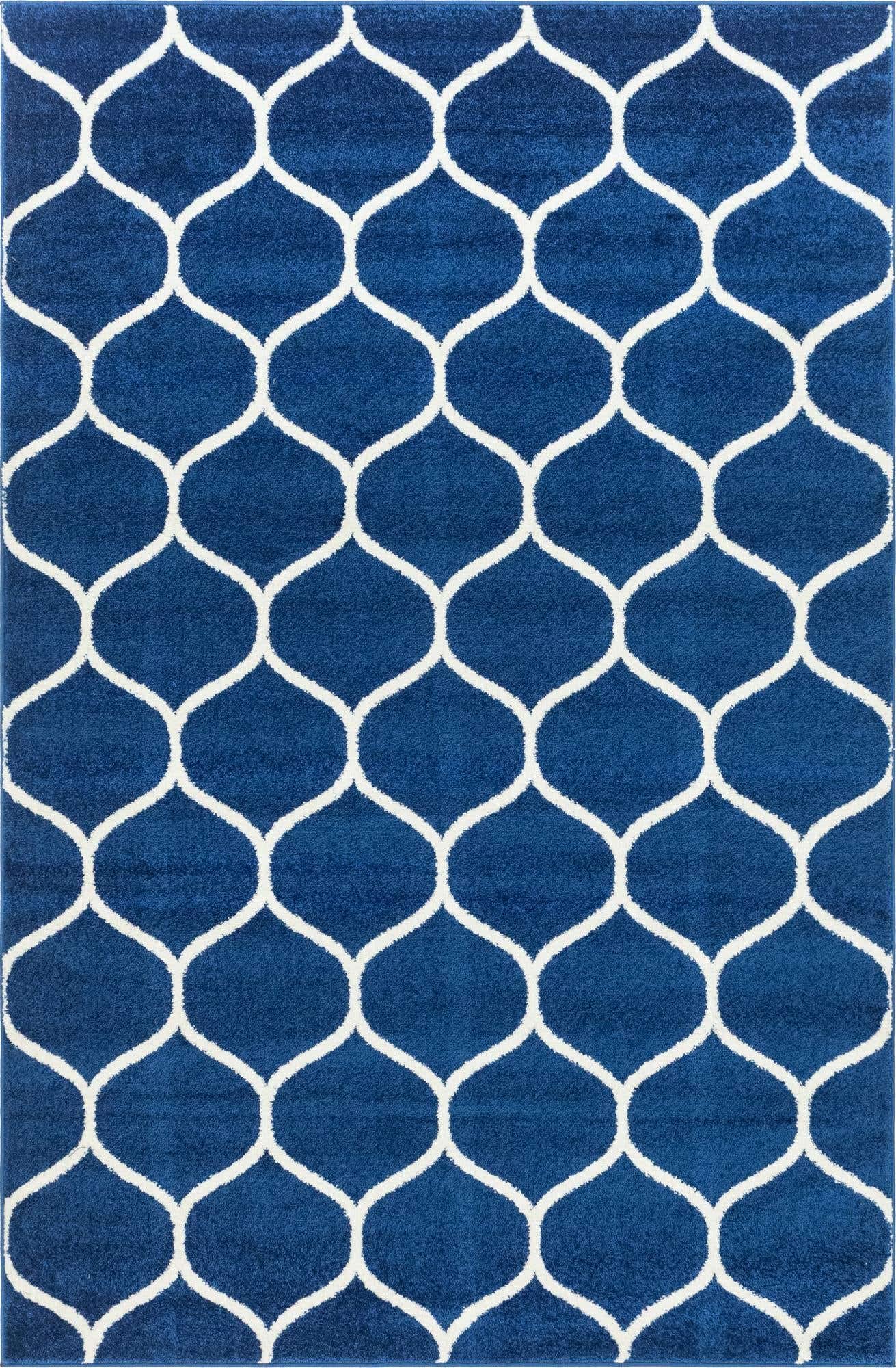 Unique Loom Trellis Frieze Collection Area Rug - Rounded (7' 1'' x 10', Navy Blue/ Ivory)