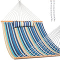 Lazy Daze Hammocks 12 Ft Quilted Fabric Double Hammock With Spreader Bars And Detachable Pillow, 450 Lbs Weight Capacity, Beache