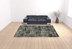 HomeRoots 508909 10 x 13 ft. Ivory Charcoal Gray Blue Rust Gold & Brown Oriental Power Loom Stain Resistant Rectangle Area Rug