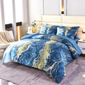Perfemet 6 Piece Blue Comforter Set Full Bed In A Bag Set Aesthetic Capri Blue And Gold Marble Bedding Set With Sheets Soft Luxu
