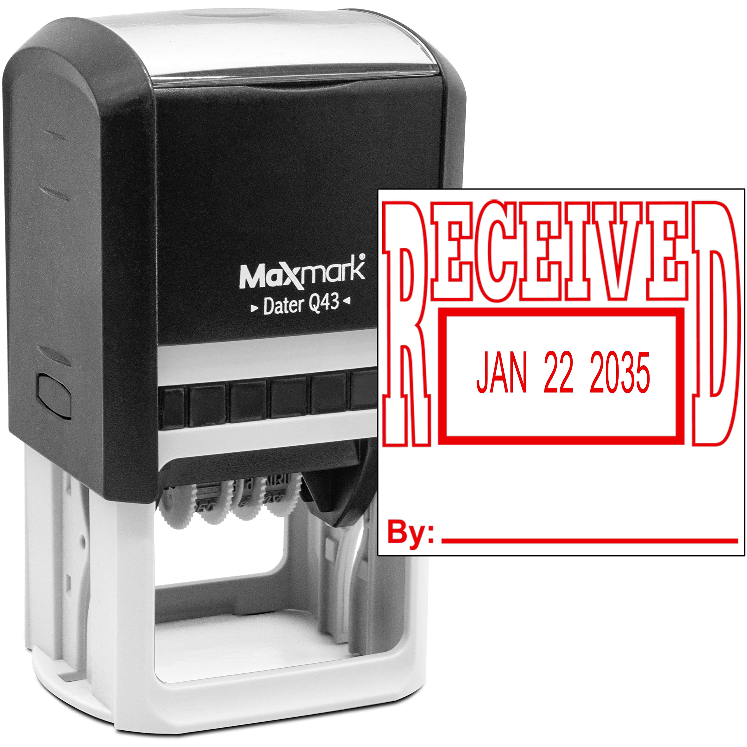 Maxmark Q43 (Large Size) Date Stamp With Received Self Inking Stamp - Red Ink