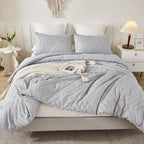 Litanika Light Grey King Comforter Set, 3 Pieces Lightweight Gray Tufted Bedding Sets, Down Alternative Comforter Fluffy Bed Set
