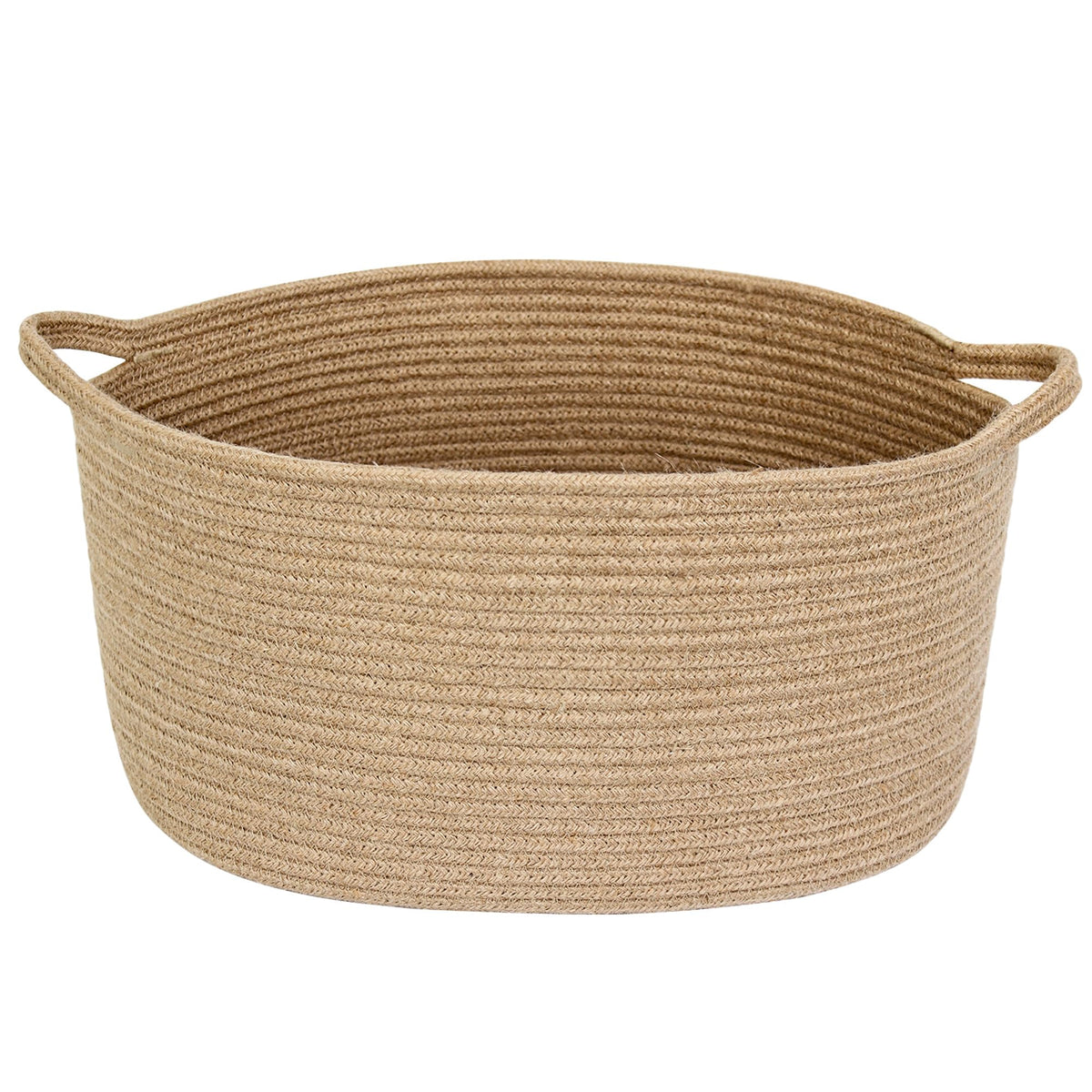 MEGASKET Jute Wicker Storage Basket with Handles, 17x12x8 Decorative Woven Baskets for Organizing Dog Toy, Gifts, Book, Towel