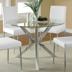 Coaster Home Furnishings Vance 41-inch Round Clear Tempered Glass Top Asterisk Dining Room Table Electroplated Chrome Steel Base 120760
