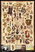 Sailor Jerry Tattoo Flash (Style A) Poster 24x36 (60.96 x 91.44 cm) A Certified PosterOffice Print with Holographic Sequential N