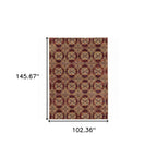 HomeRoots 510029 9 x 12 ft. Red & Gold Oriental Power Loom Stain Resistant Rectangle Area Rug
