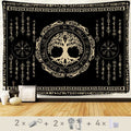 F-FUN SOUL Nordic Vikings Tapestry 80x60inches Viking Yggdrasil Tree of Life Celtic Rune Scandinavian Aesthetic Mythology Tapest