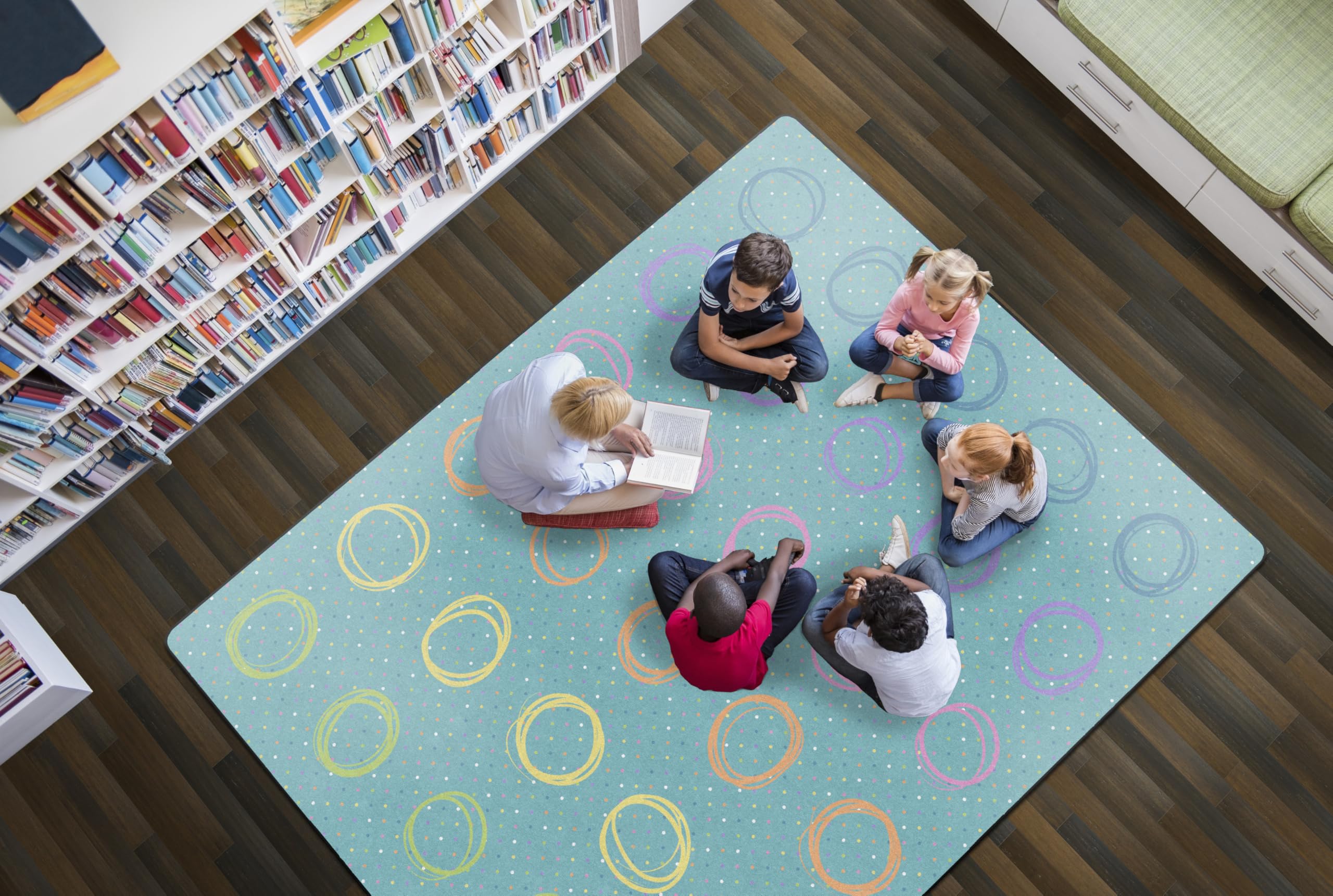 Flagship Carpets Smiley Circle Sampler Abstract Educational Area Rug For Kids Room Seating D  Cor, Children'S Classroom, Play Ca