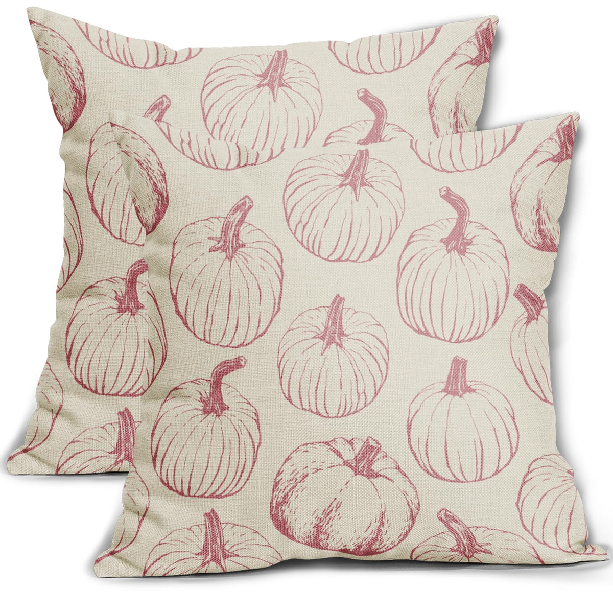 Aytipun Fall Pillow Covers 18X18 Set Of 2 Pink Pumpkin Autumn Themed Thanksgiving Harvest Print Decorative Throw Pillows Outdoor