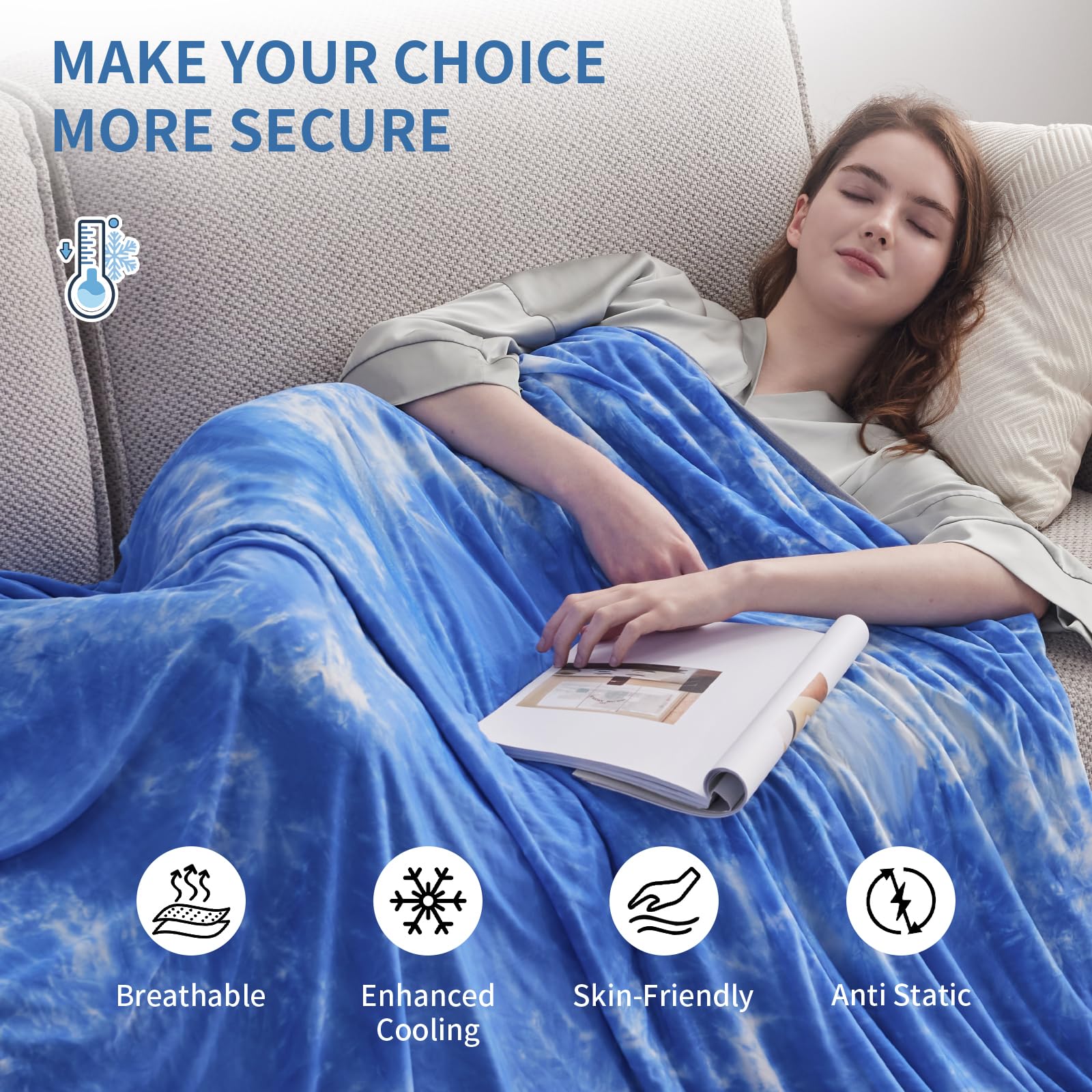 Guohaoi Cooling Blanket (90''X90''Queen Size) For Hot Sleepers And Night Sweats,Decortive Tie Dye,Arc-Chill Q-Max >0.5Cool Fiber