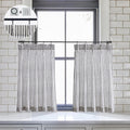 Limon Home Black And Cream Striped Curtains Short,24 Inch Length Pinch Pleated Boho Cafe Curtain With Hooks Rings For Small Bath