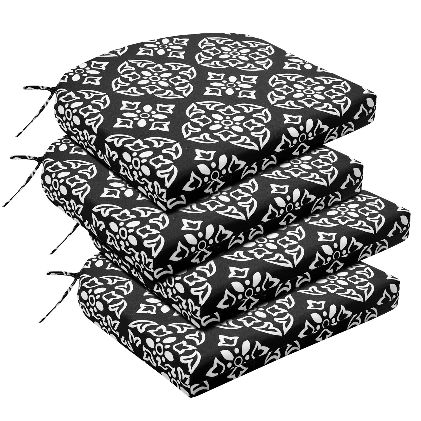 Basic Beyond Outdoor Chair Cushions For Patio Furniture, Waterproof Outdoor Cushions, Round Corner Patio Chair Cushions Set Of 4