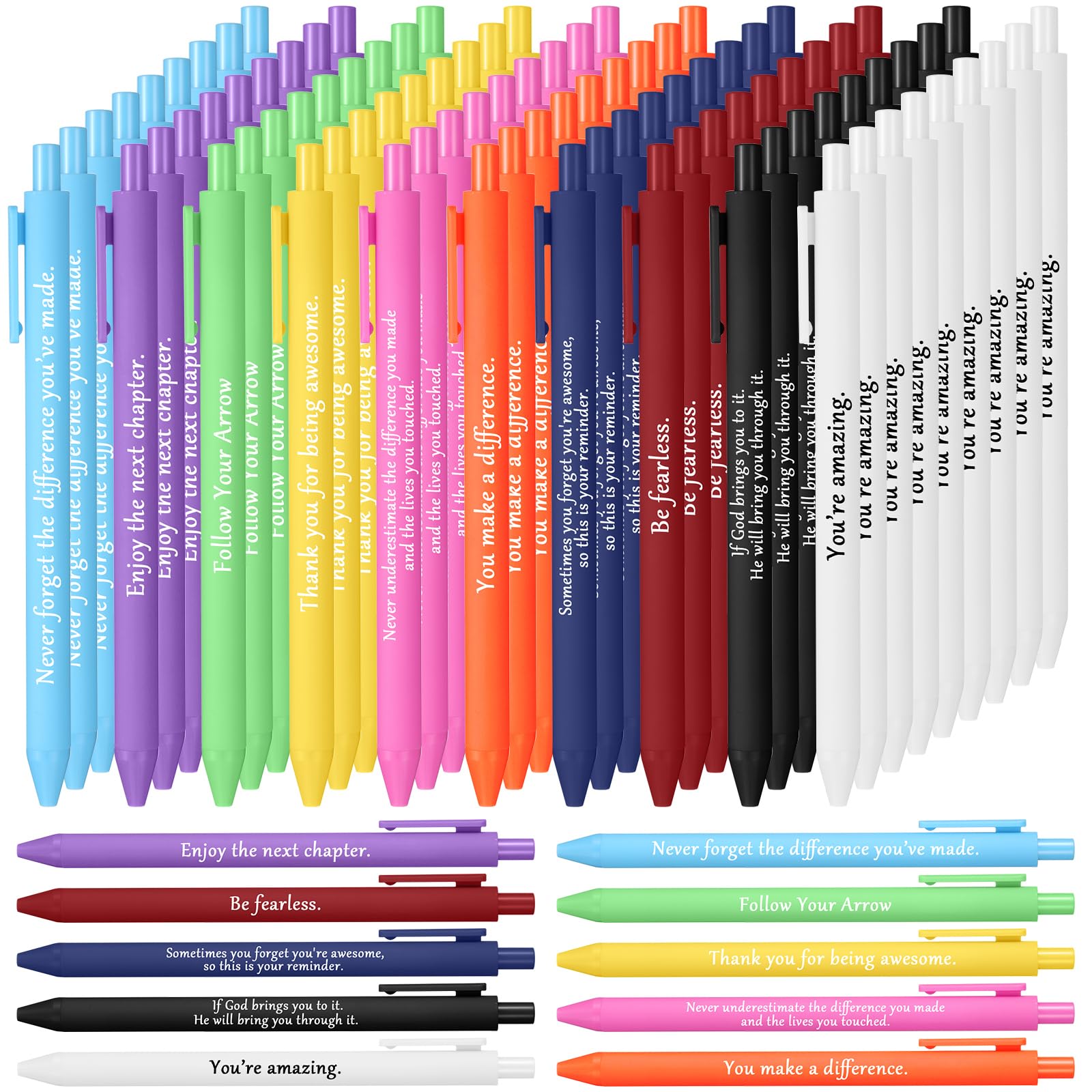 Teling 100 Pcs Motivational Pens Bulk Inspirational Quotes Ballpoint Pens with Sayings Funny Positive Thank You Gifts for Staff 