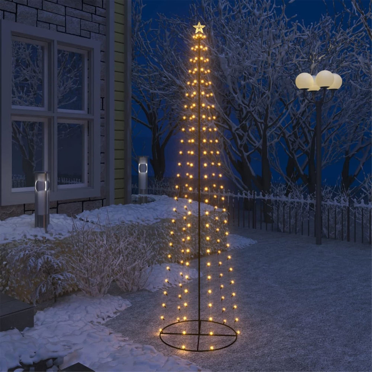 Vidaxl Christmas Cone Tree Warm White 136 Leds Decoration 27.6&quot;X94.5&quot;