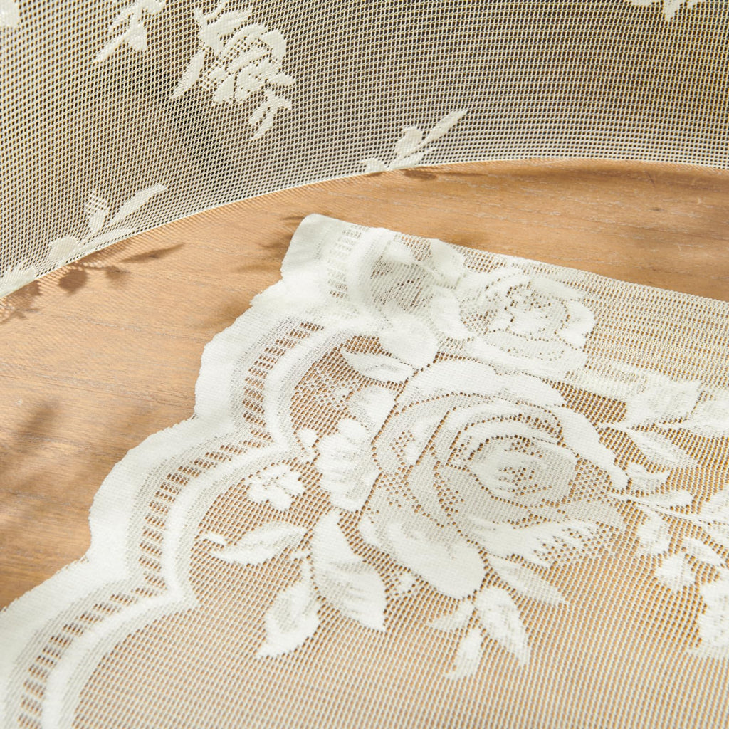 Ivory Lace Curtains 54 Inch Length 2 Panels Victorian Floral Sheer Curtains For Kids Nursery Room Cafe Kitchen Rod Pocket Light
