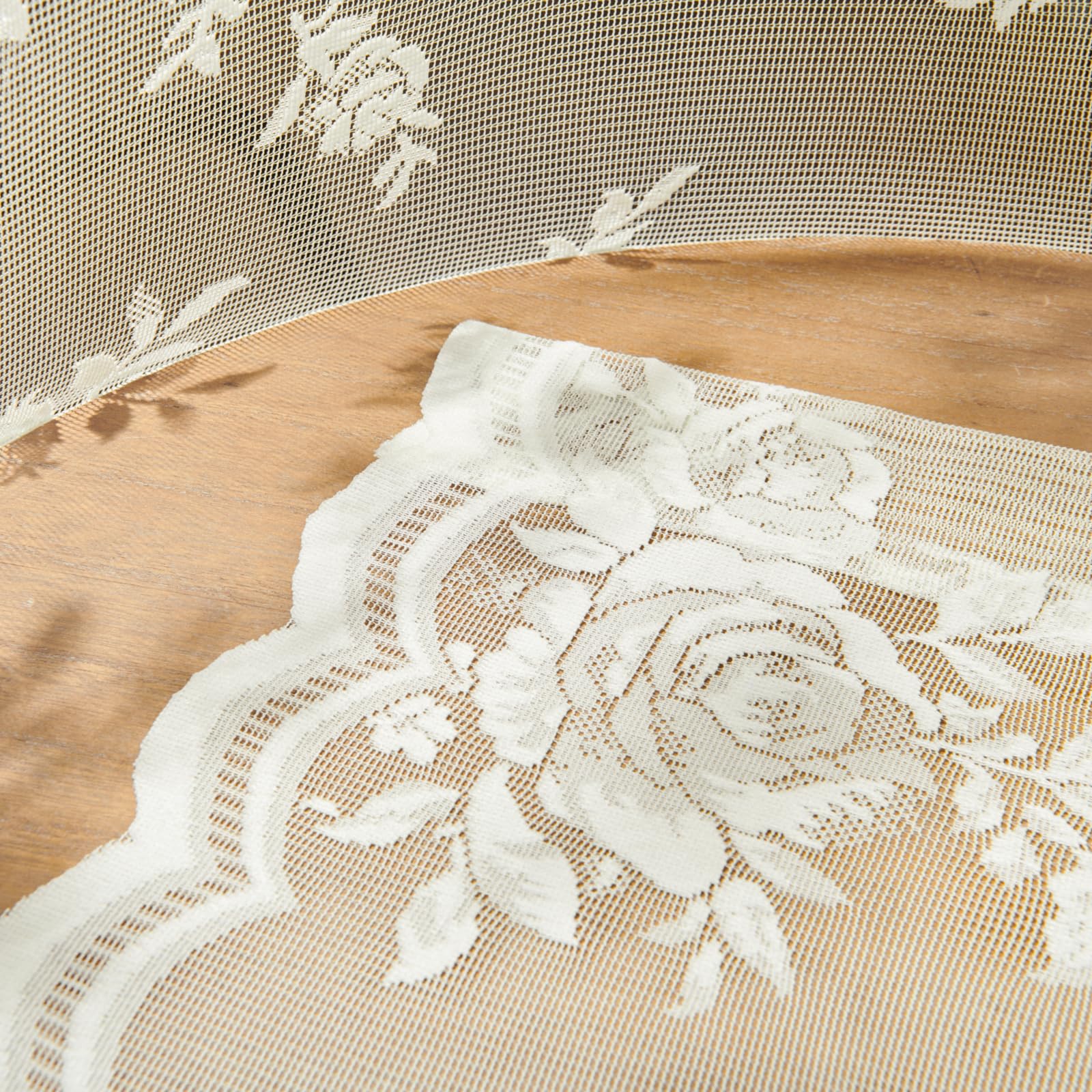 Ivory Lace Curtains 54 Inch Length 2 Panels Victorian Floral Sheer Curtains For Kids Nursery Room Cafe Kitchen Rod Pocket Light