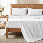 Comfort Spaces Coolmax Moisture Wicking Sheet Set Soft, Fade Resistant, All Elastic Deep Pocket Fits Up To 16' Mattress - Warm Weather Cooling Sheets For Night Sweats, Full, White, 4 Piece