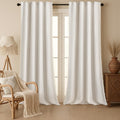 XOGUIBO Boho 80% Blackout Curtains with Gray Liner 96 Inches Long 2 Panels Set, Beige Linen Blend Drapes with Tassels and Cotton