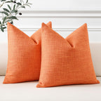 Otostar Linen Throw Pillow Covers Set Of 2 Decorative Square Pillowcases Fall Cushion Covers 24X24 Inch For Home Decor Sofa Bedroom Car 60 X 60 Cm Orange