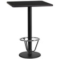 Flash Furniture Stiles 24'' Square Black Laminate Table Top with 18'' Round Bar Height Table Base and Foot Ring