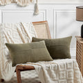 Fancy Homi 2 Packs Olive Green Lumbar Decorative Throw Pillow Covers 12X20 Inch For Living Room Couch Bed, Farmhouse Boho Home D