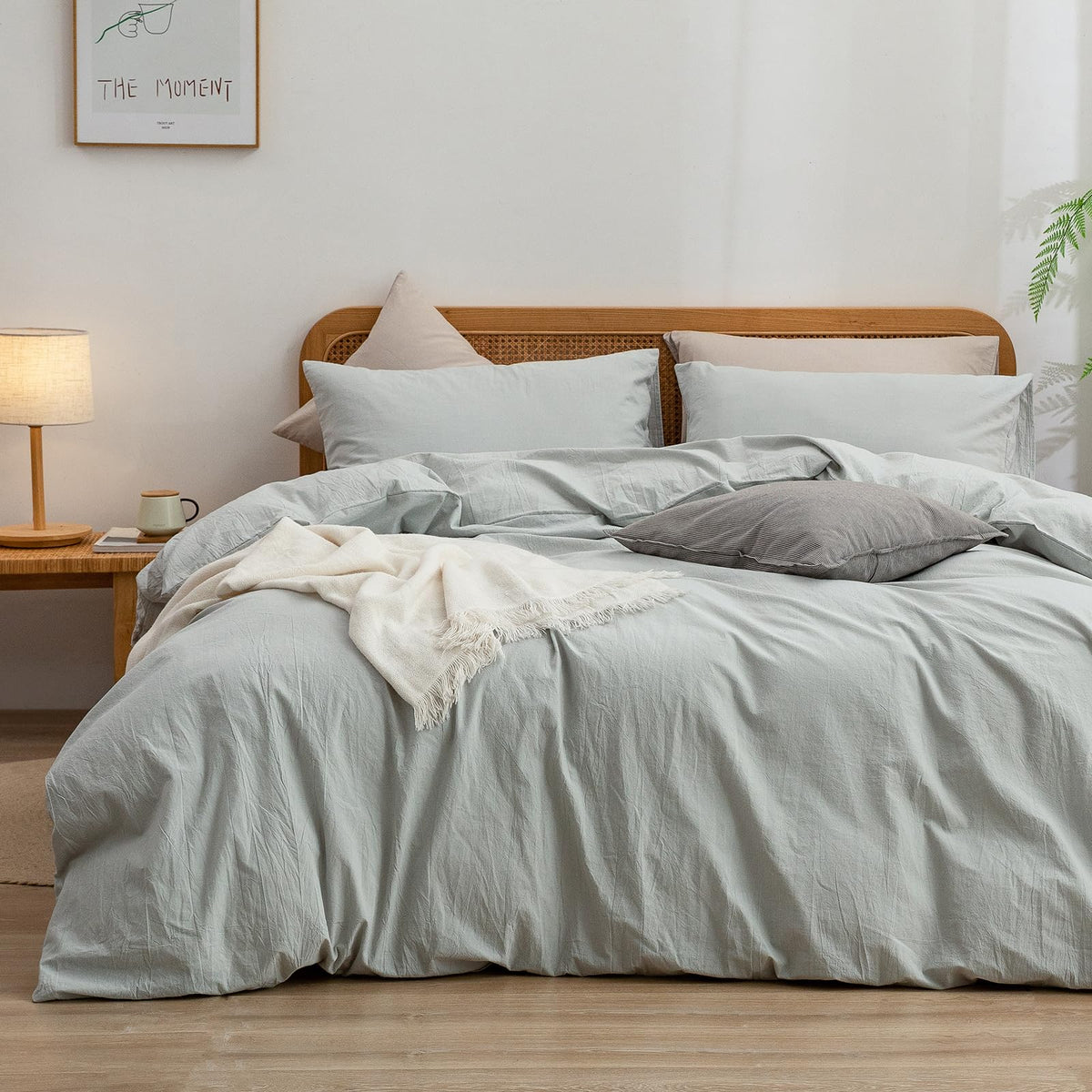 Bestouch Duvet Cover Set 100% Washed Cotton Linen Feel Super Soft Comfortable Chic Lightweight 2 Pcs Home Bedding Set Solid Nort