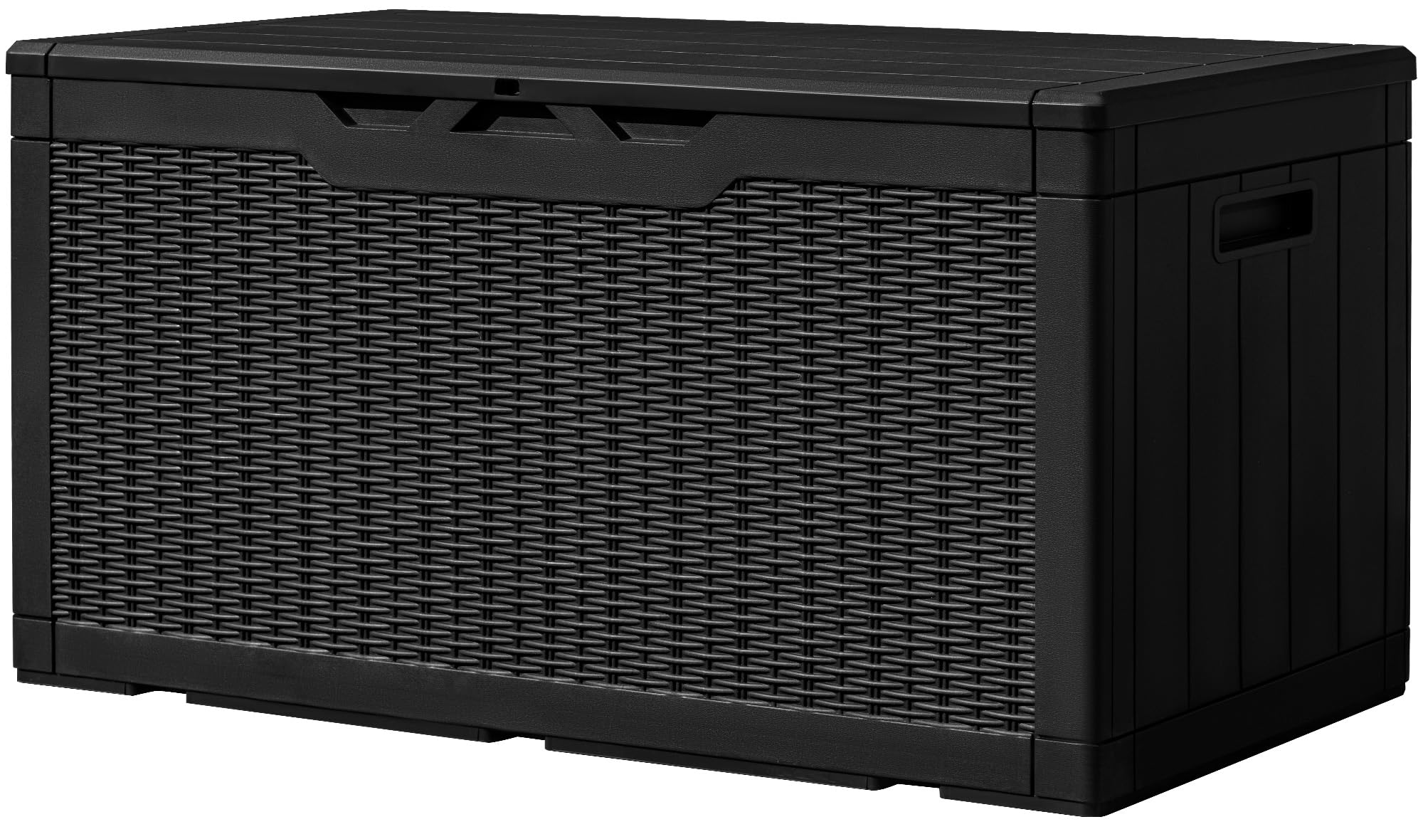 Greesum 100 Gallon Resin Deck Box Large Outdoor Storage, Imitation Rattan Weave Texture For Patio Furniture, Garden Tools, Pool