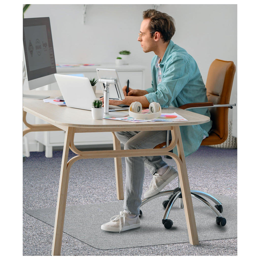 Floortex® Ecotex® BioPVC Eco Friendly Carbon Neutral PVC Chair Mat for Low Pile Carpet up to 1/4" - 46" x 60"